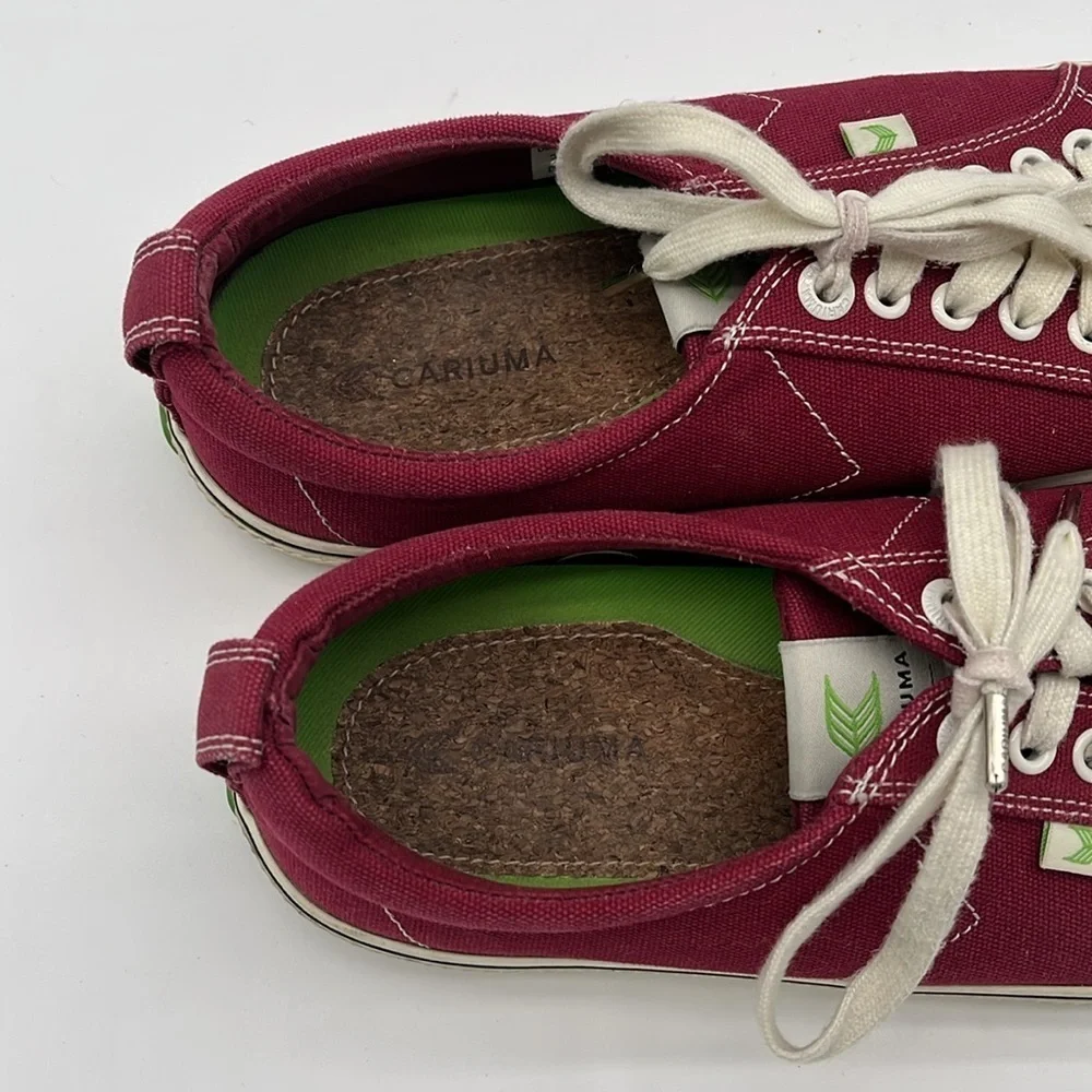 Cariuma OCA Low Red Canvas Lace Up Sneakers Women's Size 8.5 BLEMISH